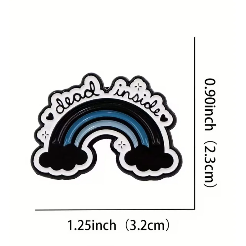 Dead Inside Rainbow Enamel Pin Black Blue White Sarcastic Emo